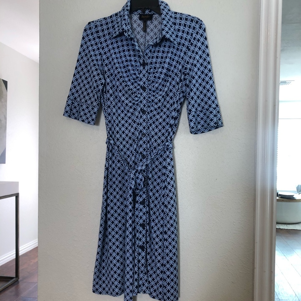 Laundry stretch knit geometric Dress in Navy